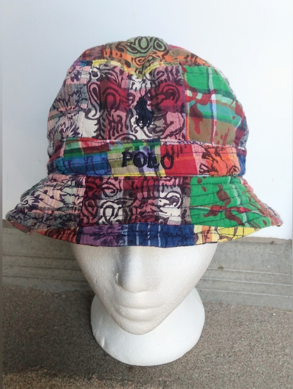 NWT POLO RALPH LAUREN made In India Madras Patchwork Men's Bucket Hat - S/M